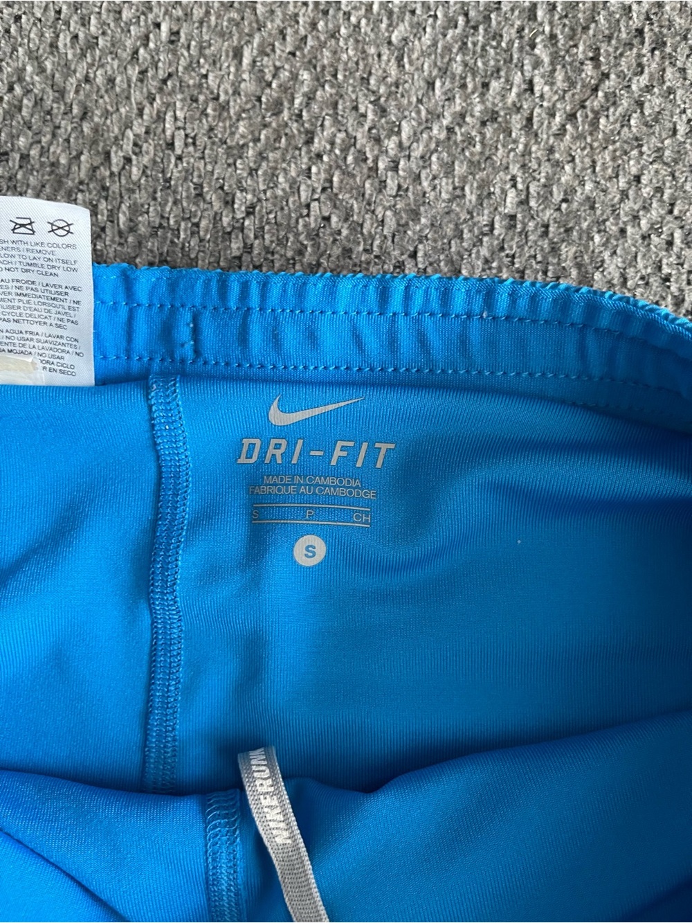 Nike Dri-Fit Women's Bright Blue Running Shorts with Yellow Trim - Picture 2 of 5